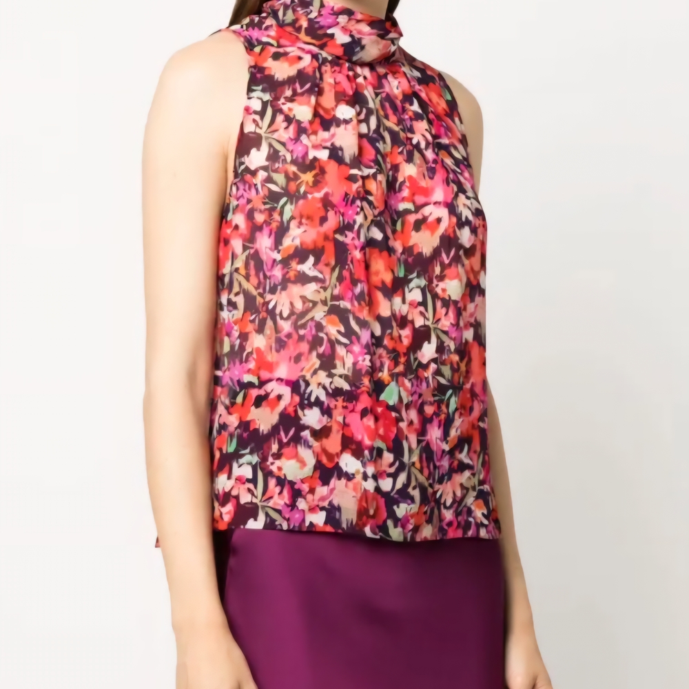 NWT Patrizia Pepe Floral Sleeveless Multicolor 100% Viscose Top Blouse Mad Italy